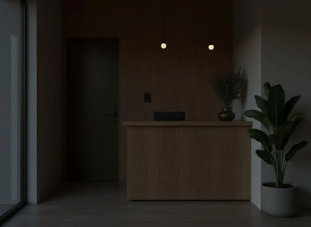 rustige entree van de privé-studio met daglicht