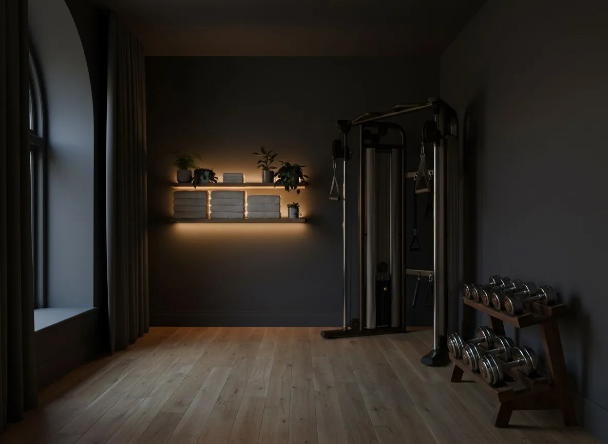 rustige trainingszone met dumbbellrek en kabelstation